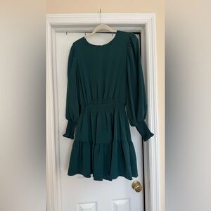 Entro Deep Green Long Sleeve Dress